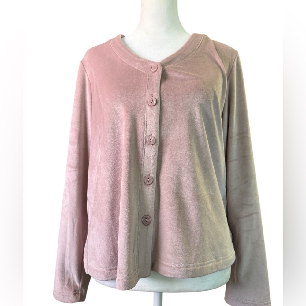 Cupcakes and Cashmere Soft Pink Button-Up Sleep shirt Cardigan small NWT